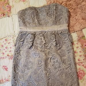 Silver lace cocktail dress size 6P